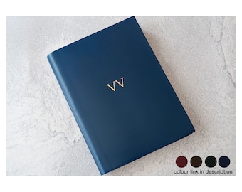 Acuto A5 Journal Handmade Italian Leather, Navy (21cm x 15cm x 2cm) Can be personalised!
