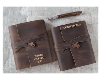 Journal Enya A6 rechargeable fait main avec emballage en cuir pleine fleur chamois brun clair, journal de poche (16 cm x 11 cm x 2 cm) peut être personnalisé !