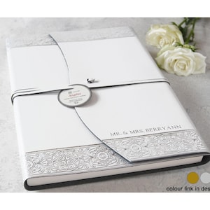 Angelus Notizbuch handgefertigt mit Einband aus recyceltem Italienisches Leder Silber A4 (30cm x 24cm x 2cm)