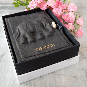 Elephant Handmade Photo Album Small Ash, Vegan Leather Photo Album (18cm x 20cm x 7cm) Can be Personalised!