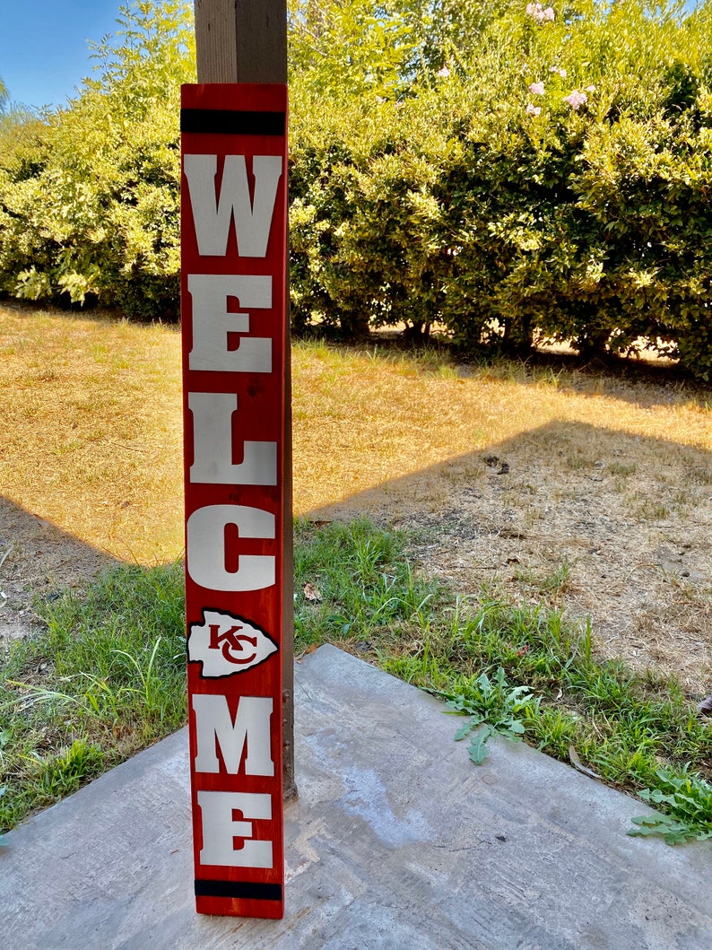 Kansas City Chiefs Welcome or Home Wooden Sign Rustic | Etsy