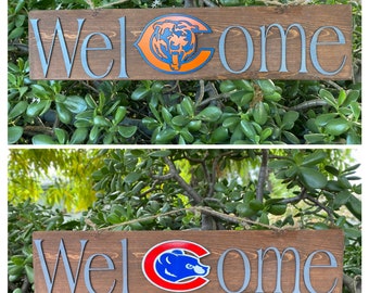 Cubs/Bears Chicago Interchangeable Welcome Sign