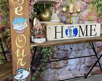 Be Our Guest Leaner Disney Inspired Beauty and the Beast Sign | Mrs Potts | Chip | Lumiere