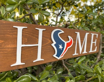 Texans Home Wood Sign Football