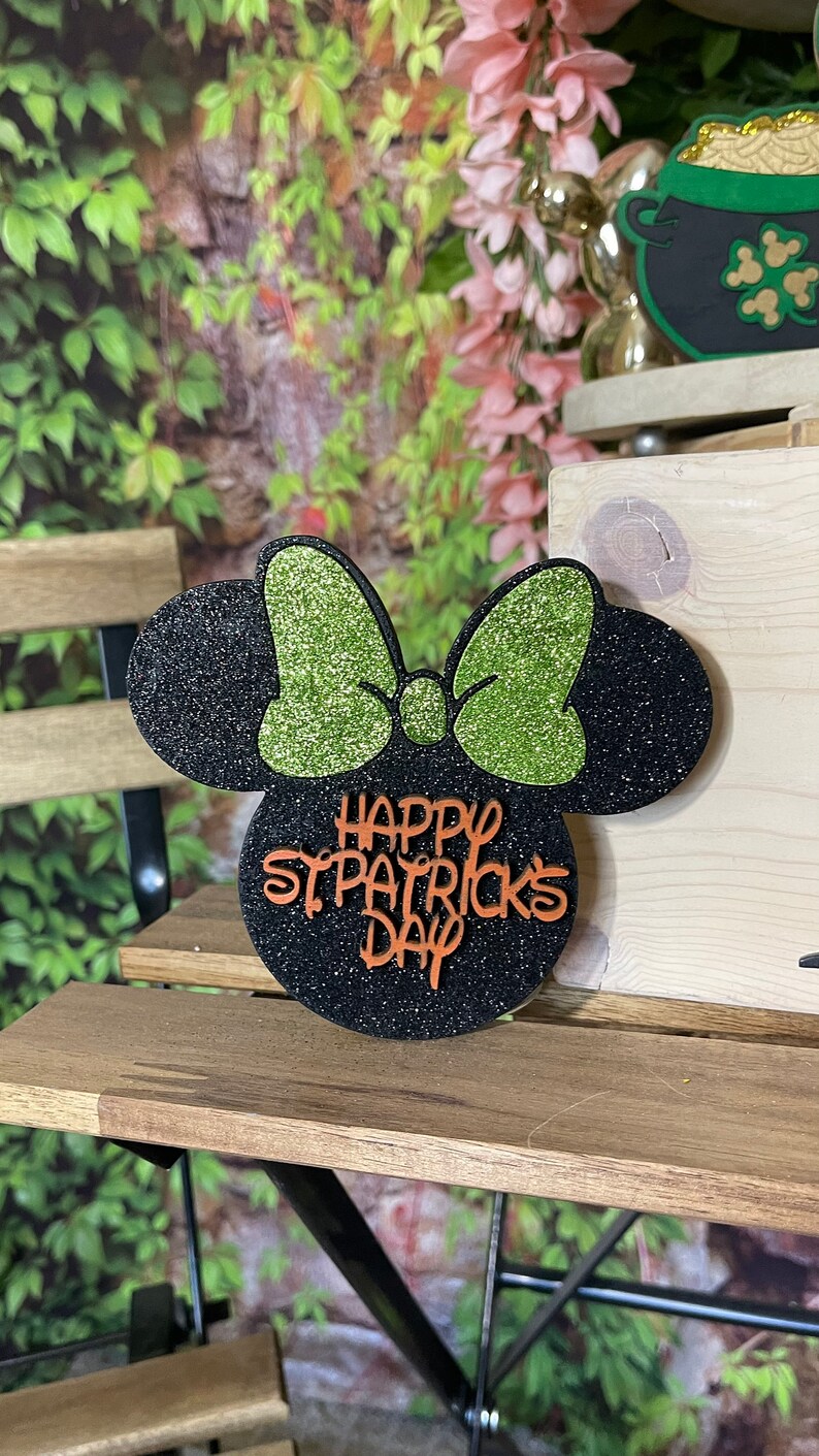 Minnie Mouse Ears St Patricks Day Magnet Only Disney ears Mickey Mouse Ears Disneyland Minnie Mouse in Love interchangeable piece image 4