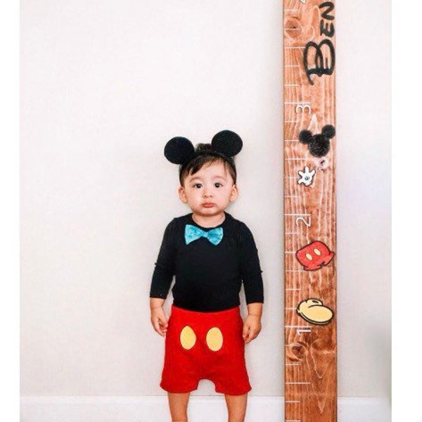 Mickey or Minnie Mouse Growth Chart | Disney Ruler | Steamboat Willie | Disney Measuring Ruler