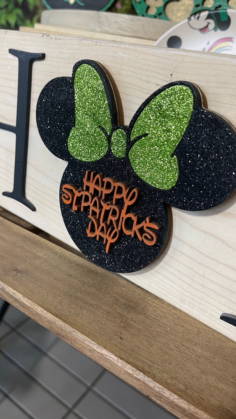 Minnie Mouse Ears St Patricks Day Magnet Only Disney ears Mickey Mouse Ears Disneyland Minnie Mouse in Love interchangeable piece image 7