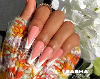 Pink and White French Tip Custom Press On Nails