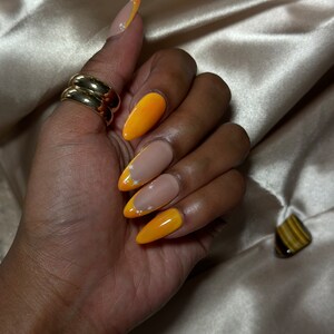 Orange Ombré French Tip Summer Press On Nails | Custom, Handmade Fake Nails | 10-Piece Set
