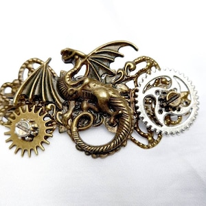 Steampunk dragon hair clip