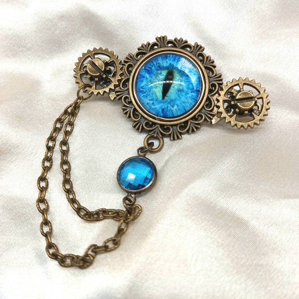 Drakenoog steampunk broche