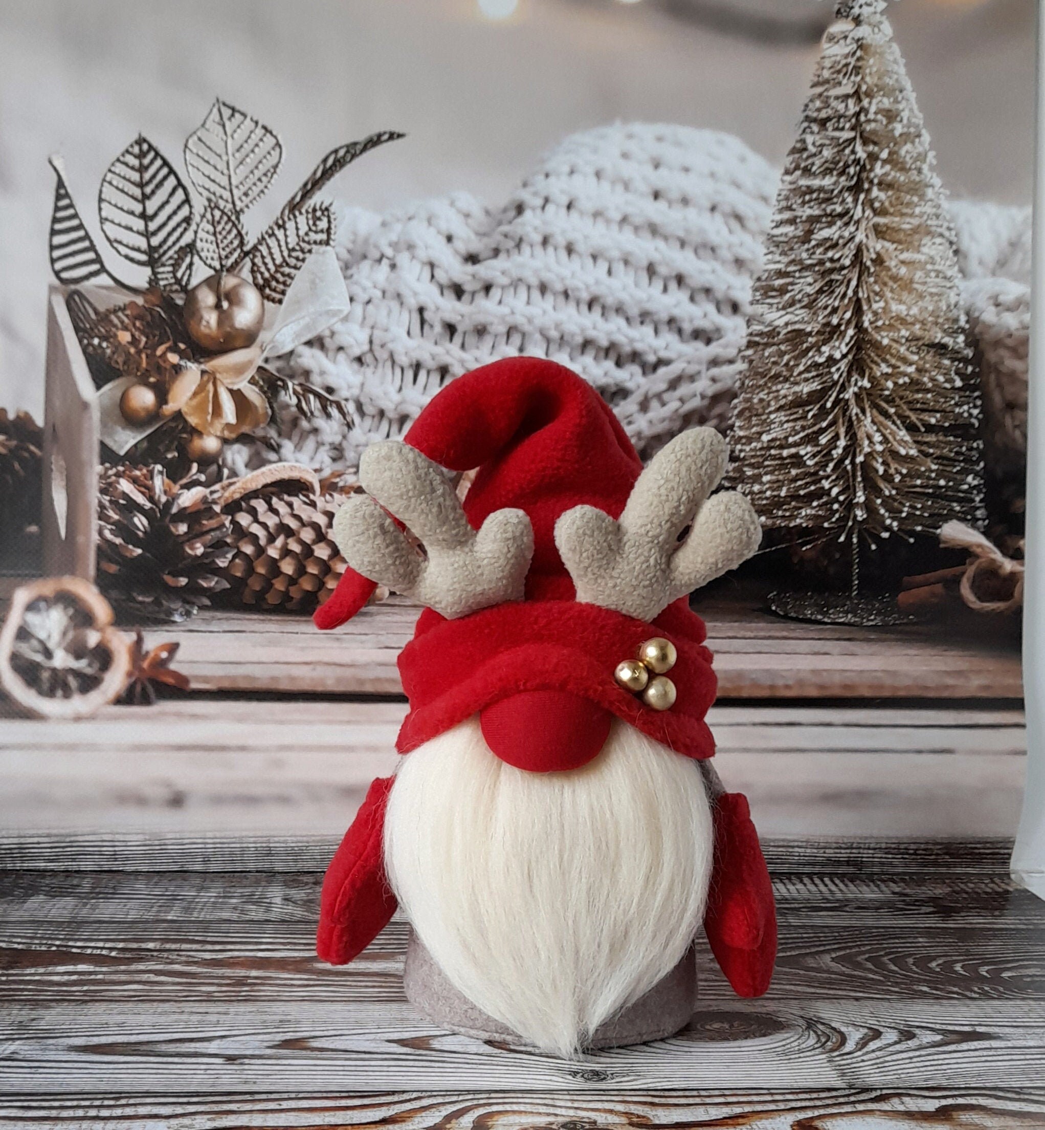 Christmas gnome reindeer Santa winter gnome with a red nose | Etsy