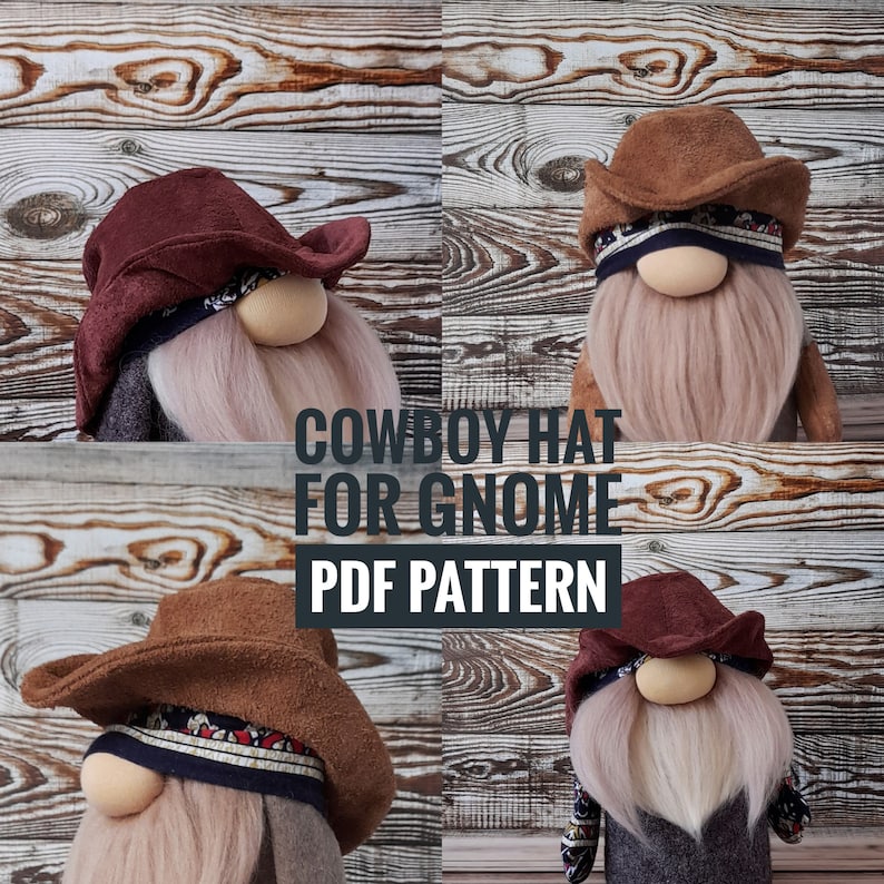 Cowboy hat for gnome doll PDF Pattern | Etsy