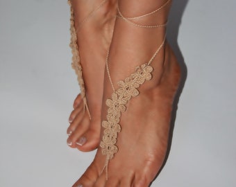 Crochet Barefoot Sandals Pattern, Beach Wedding Floral (PDF Pattern)