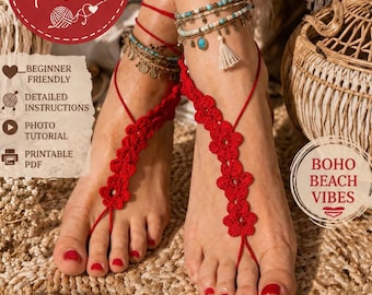 PDF Pattern,Crochet barefoot sandals pattern,Crochet pattern,Barefoot sandals