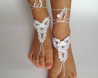 Crochet baby barefoot sandals,Flower girls barefoot sandals,Baby foot accessories,Photo prop,Beach wedding,Baby Sandals,Wedding shoes,Anklet