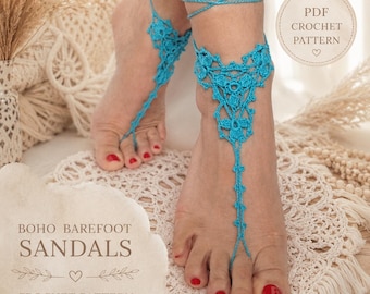 Crochet Barefoot Sandals Pattern, Beach Wedding Jewelry (PDF Pattern)
