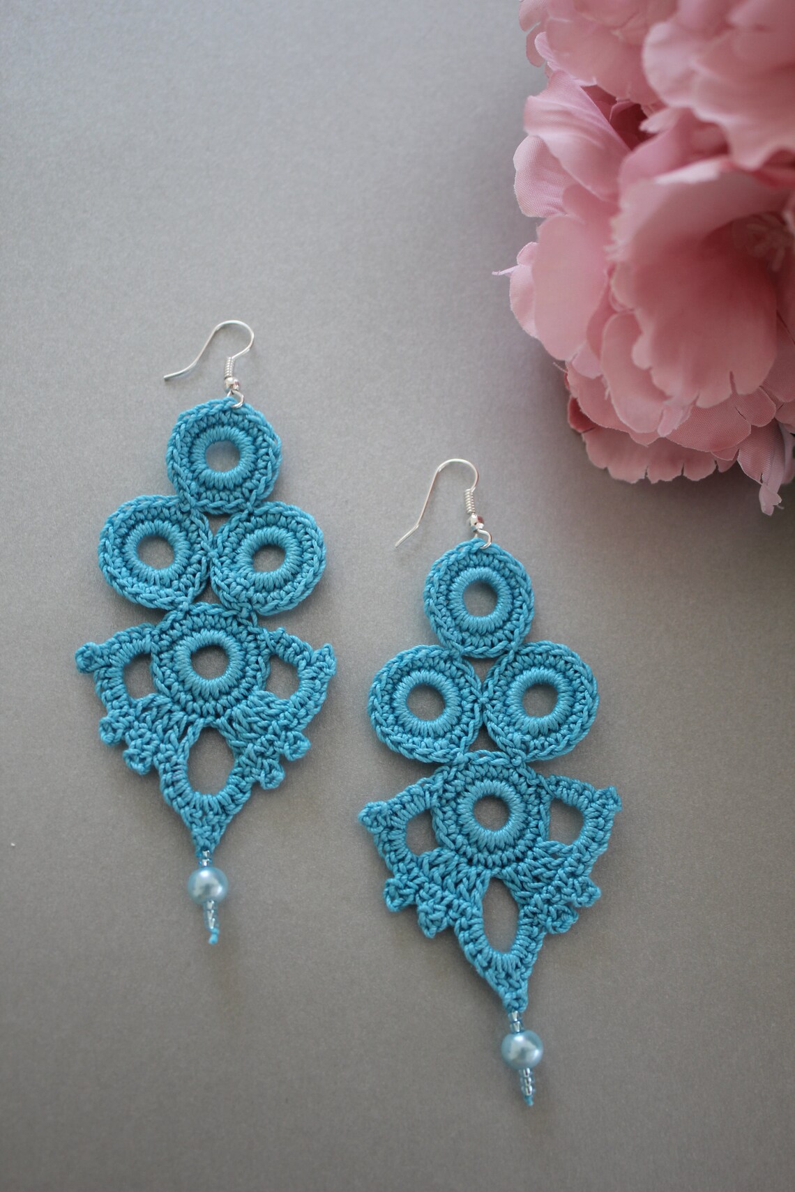 Red Earrings Red Crochet Earrings Gift Idea for Women Long Etsy