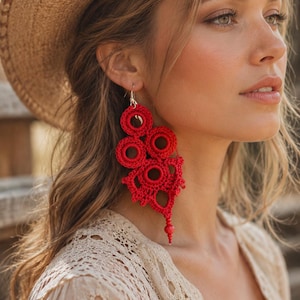 Crochet Earrings Pattern, Dangle Drop Earrings Tutorial (Digital Download)