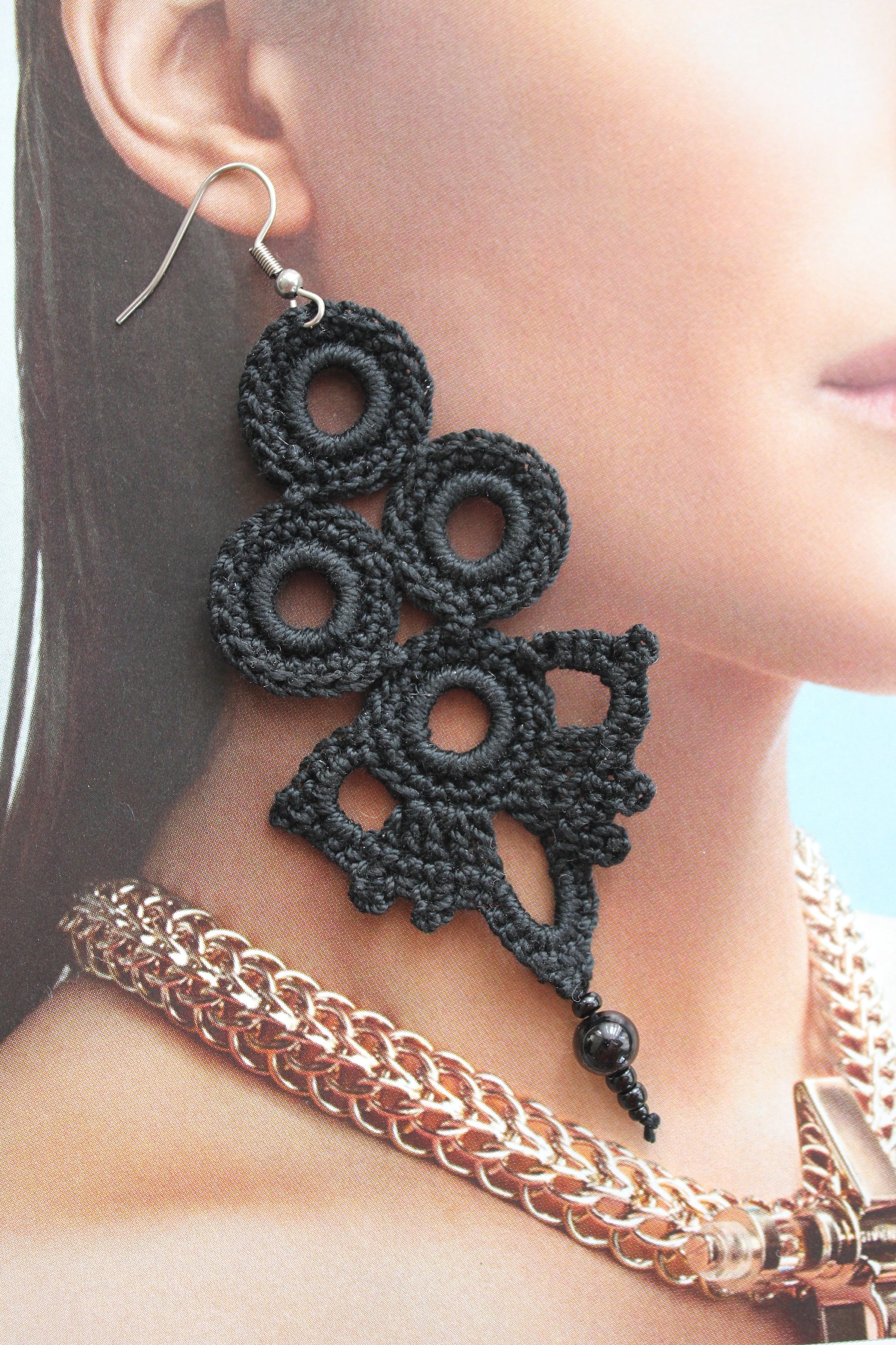 Red Earrings Red Crochet Earrings Gift Idea for Women Long Etsy