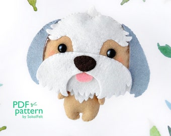 Shih Tzu Puppy Felt Toy Sewing Pattern, DIY dog plush doll (PDF & SVG)