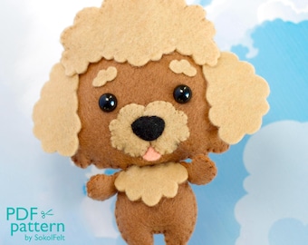Felt Poodle Puppy Sewing Pattern: DIY dog doll (PDF & SVG)