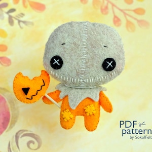 Süßes oder Saures Sam Filztier PDF und SVG Muster, Geist von Halloween, Einfach zu machen Plüschtier für Halloween