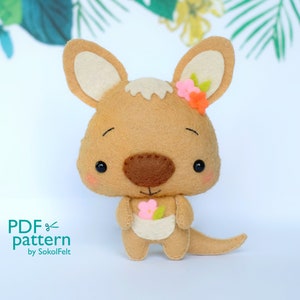 Felt Kangaroo Sewing Pattern: Wallaby Plush Toy (PDF & SVG)