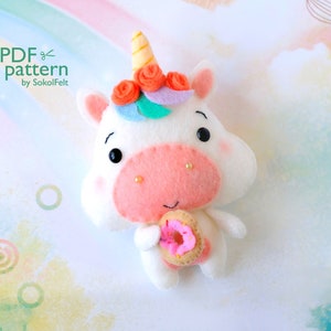 Felt baby unicorn toy PDF and SVG pattern, Chubby unicorn sewing digital tutorial, Pony pattern, baby crib mobile toy