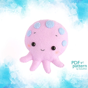 Octopus Felt Toy Sewing Pattern PDF SVG • DIY Ocean Animal Plush Tutorial • Sea Life Crib Mobile • Nautical Nursery Decor