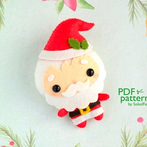 Felt Santa Claus toy sewing PDF and SVG pattern, Christmas tree plush ornament, baby crib mobile toy