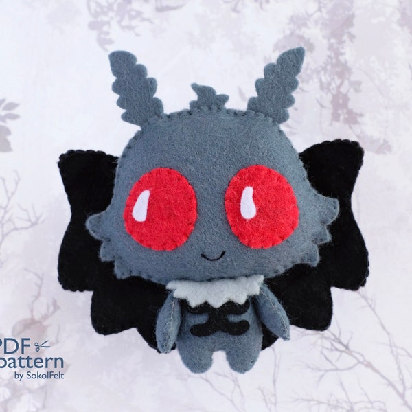 Baby Mothman felt toy sewing PDF and SVG pattern, Cryptid creature, Halloween DIY plush toy, Doll making pattern, Halloween toy