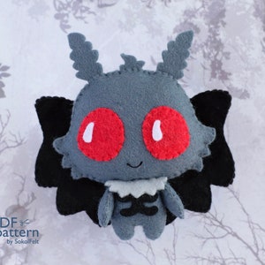 Baby Mothman felt toy sewing PDF and SVG pattern, Cryptid creature, Halloween DIY plush toy, Doll making pattern, Halloween toy image 1