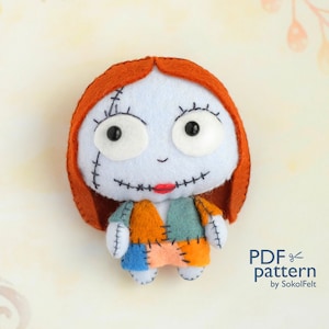 Sally felt toy PDF and SVG patterns, Halloween pattern, Christmas pattern, Easy to make Halloween toy, Halloween ornament