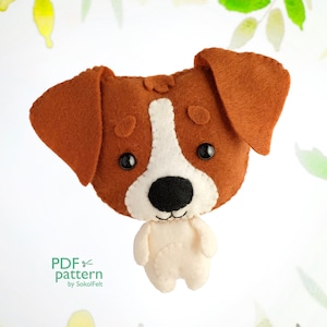 Moldes em PDF e SVG para costura de filhotes de Jack Russell Terrier, Tutorial de costura para cachorros fofos, Presente para amantes de cães, Móbile de brinquedo para berço de bebê