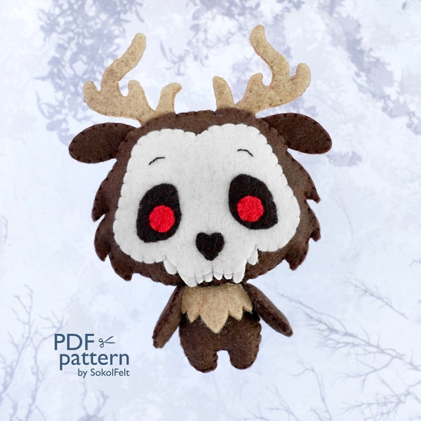 Cute Wendigo felt toy sewing PDF and SVG pattern, Windigo, Halloween creepy plush toy, Doll making pattern, DIY Halloween toy