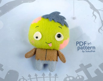 Felt Zombie Doll Sewing Pattern, Halloween Toy (PDF & SVG)
