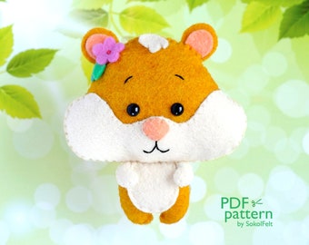 Little hamster felt toy sewing PDF and SVG patterns, Felt pet toy pattern, Baby crib mobile toy