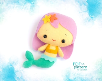 Felt Mermaid Toy Sewing Pattern: Sea Life Mobile (PDF & SVG)
