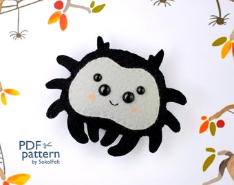 Little spider felt toy PDF and SVG patterns, Halloween ornament, Halloween garland, Felt baby mobile toy