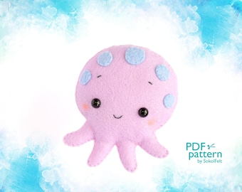Felt Octopus Toy Sewing Pattern: Sea Life Mobile (PDF Pattern)