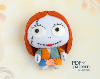 Sally vilt speelgoed PDF- en SVG-patronen, Halloween-patroon, kerstpatroon, gemakkelijk te maken Halloween-speelgoed, Halloween-ornament