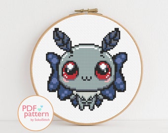 Baby Mothman Cross Stitch Pattern: Cryptid Halloween Design (PDF Pattern)