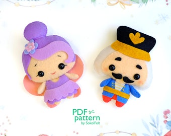 Felt Nutcracker & Sugar Plum Fairy Sewing Pattern: Christmas Ornament (PDF Pattern)
