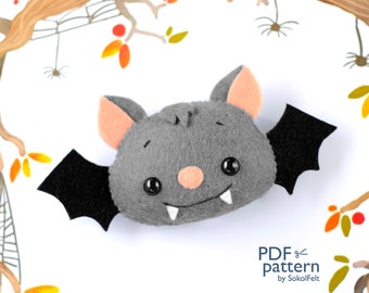 Felt Bat Toy Sewing Pattern: Halloween Ornament, Garland (PDF & SVG)