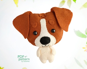 Jack Russell Terrier puppy felt toy sewing PDF and SVG patterns, Cute dog sewing tutorial, Dog lover gift, Baby crib mobile toy