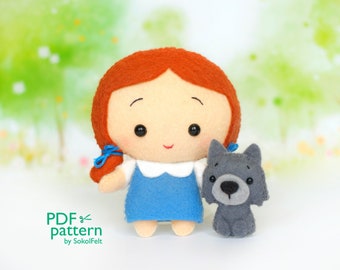 Felt Dorothy and Toto Sewing Pattern: Wizard of Oz Toys (PDF and SVG Patterns)