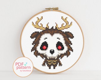 Baby Wendigo Cross Stitch Pattern: Halloween Cryptid Embroidery (PDF Pattern)