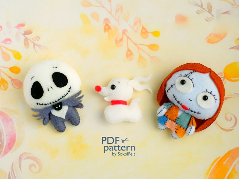 Zero dog felt toy PDF and SVG pattern, Halloween pattern, Christmas pattern, Easy to make Halloween toy, Halloween ornament image 3