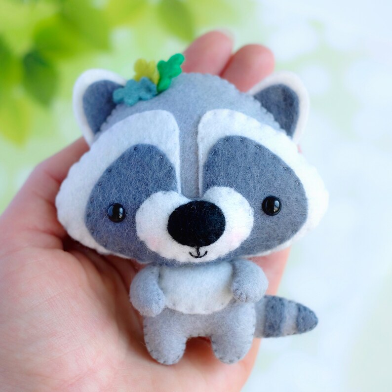 Download Baby Raccoon felt toy PDF and SVG patterns Felt woodland ...